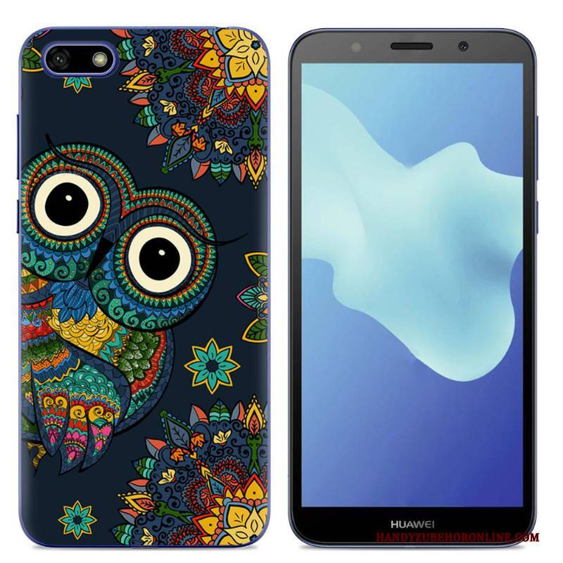 Hülle Huawei Y5 2018 Schutz Persönlichkeit Handyhüllen, Case Huawei Y5 2018 Karikatur Trend Blau