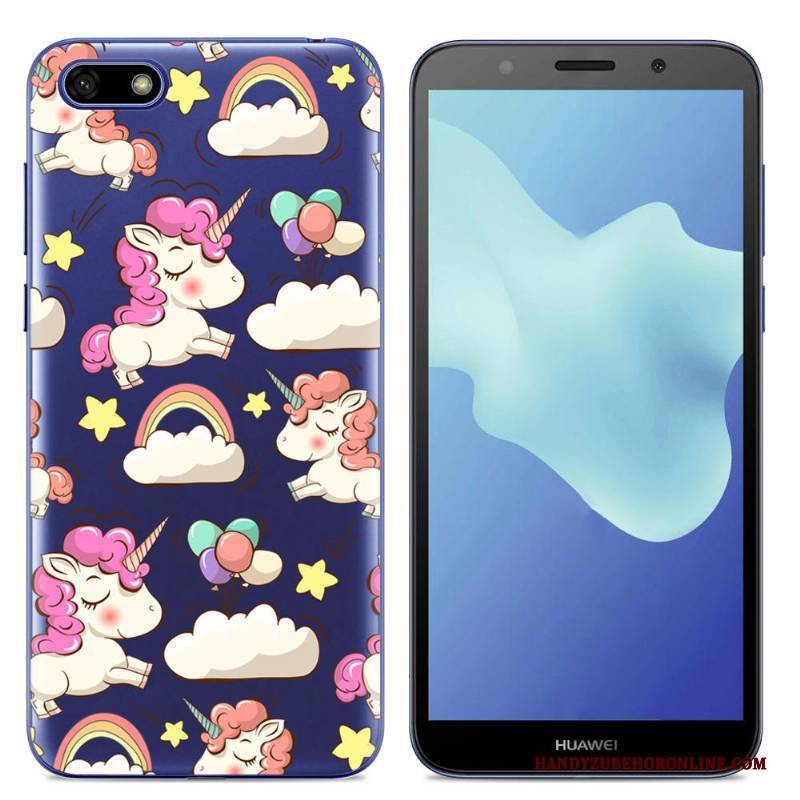 Hülle Huawei Y5 2018 Schutz Persönlichkeit Handyhüllen, Case Huawei Y5 2018 Karikatur Trend Blau