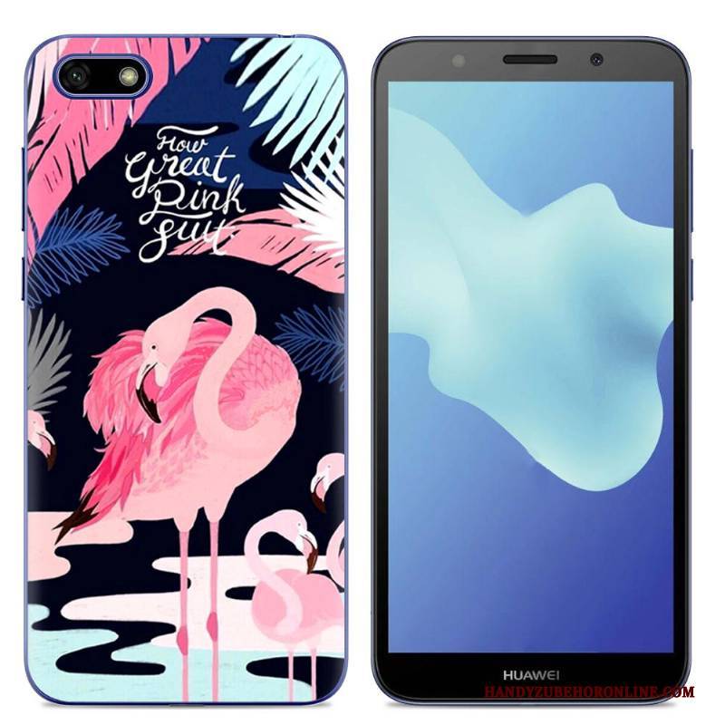 Hülle Huawei Y5 2018 Schutz Persönlichkeit Handyhüllen, Case Huawei Y5 2018 Karikatur Trend Blau