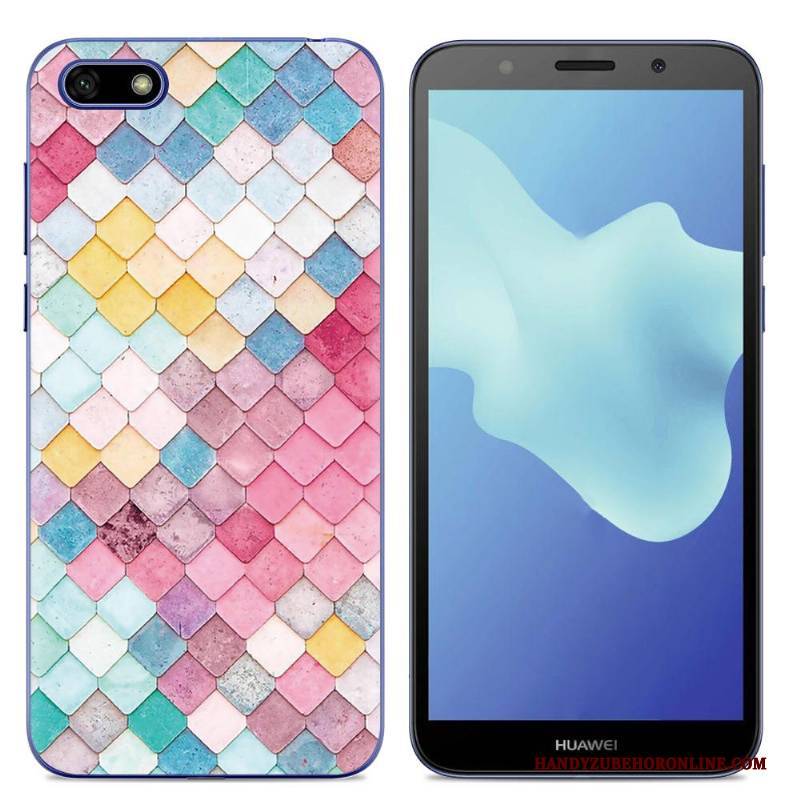 Hülle Huawei Y5 2018 Schutz Persönlichkeit Handyhüllen, Case Huawei Y5 2018 Karikatur Trend Blau