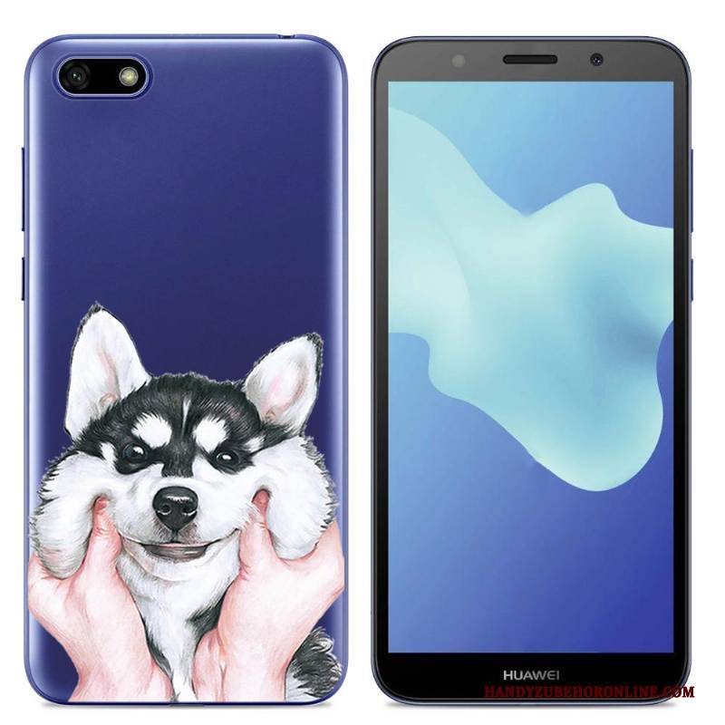 Hülle Huawei Y5 2018 Schutz Persönlichkeit Handyhüllen, Case Huawei Y5 2018 Karikatur Trend Blau