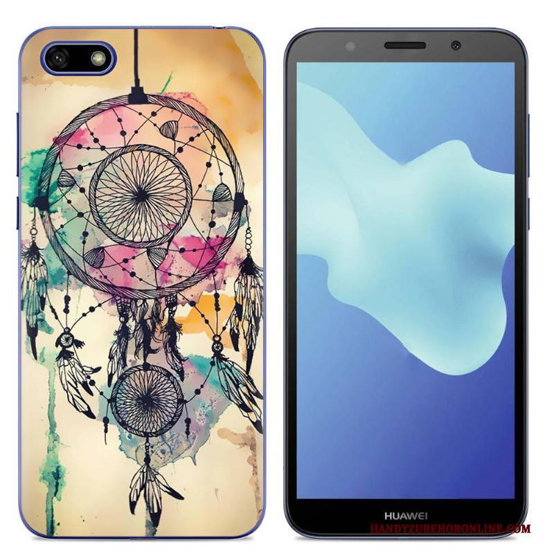 Hülle Huawei Y5 2018 Schutz Persönlichkeit Handyhüllen, Case Huawei Y5 2018 Karikatur Trend Blau