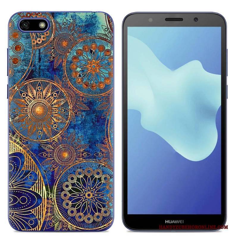 Hülle Huawei Y5 2018 Schutz Persönlichkeit Handyhüllen, Case Huawei Y5 2018 Karikatur Trend Blau