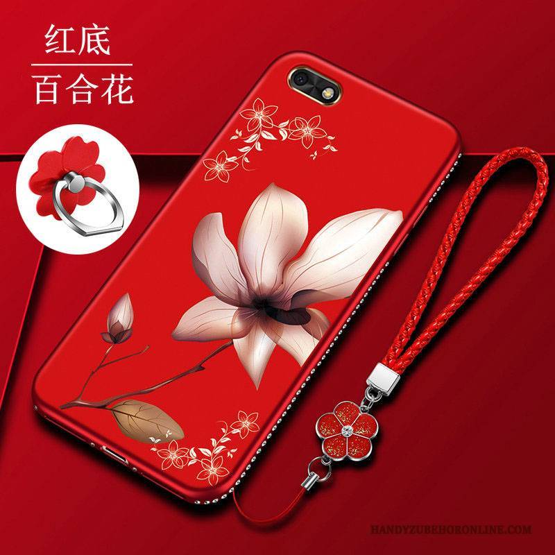 Hülle Huawei Y5 2018 Taschen Handyhüllen Rot, Case Huawei Y5 2018 Schutz Nubuck Trend