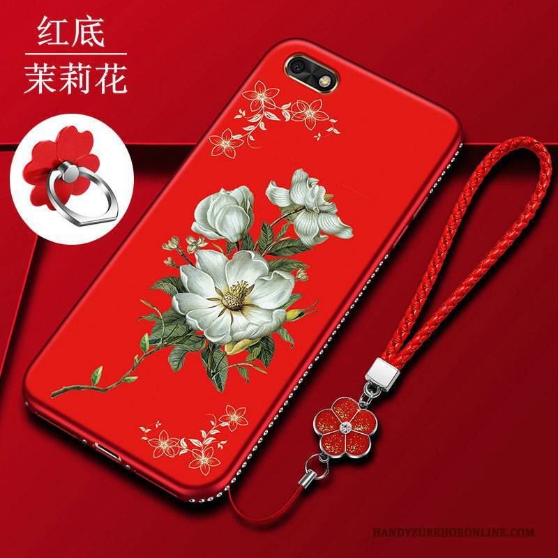 Hülle Huawei Y5 2018 Taschen Handyhüllen Rot, Case Huawei Y5 2018 Schutz Nubuck Trend