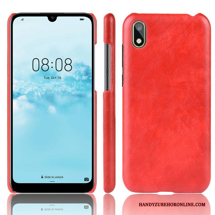 Hülle Huawei Y5 2019 Leder Grau Qualität, Case Huawei Y5 2019 Schutz Litchi Muster