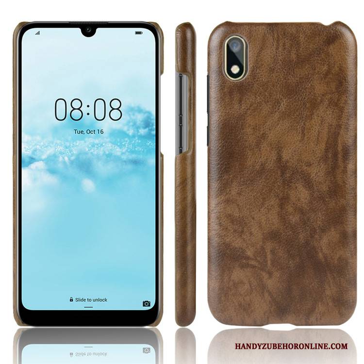 Hülle Huawei Y5 2019 Leder Grau Qualität, Case Huawei Y5 2019 Schutz Litchi Muster