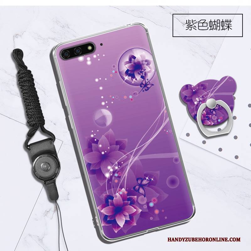 Hülle Huawei Y6 2018 Silikon Handyhüllen Hängender Hals, Case Huawei Y6 2018 Blau