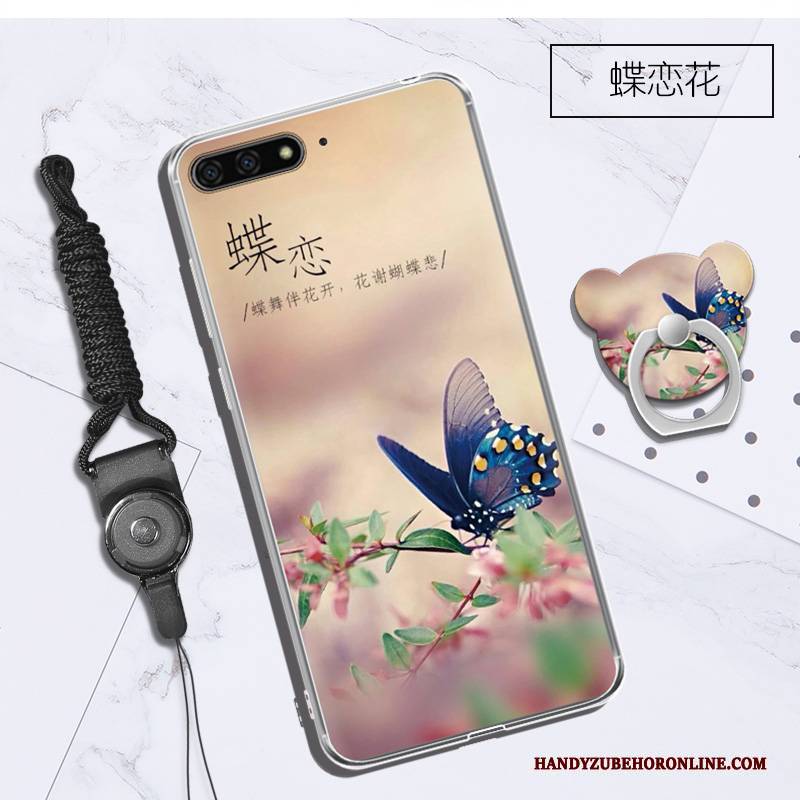 Hülle Huawei Y6 2018 Silikon Handyhüllen Hängender Hals, Case Huawei Y6 2018 Blau