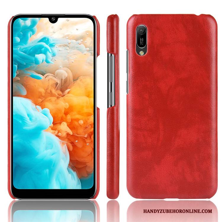 Hülle Huawei Y6 2019 Leder Schwer Rot, Case Huawei Y6 2019 Schutz Handyhüllen Muster