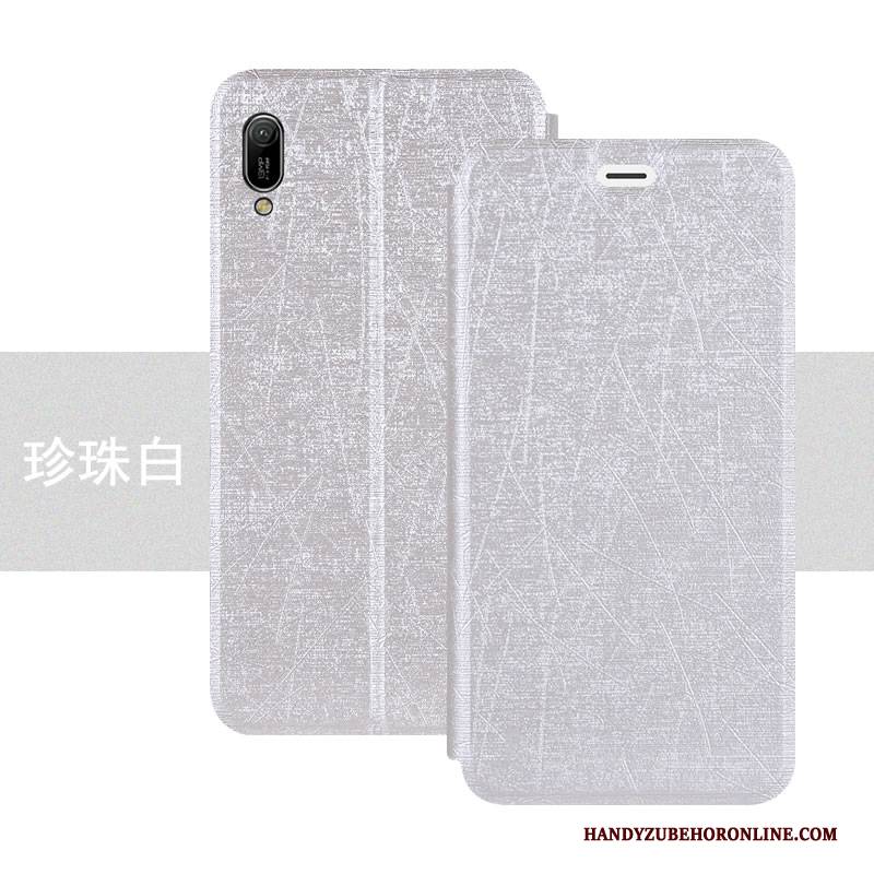 Hülle Huawei Y6 2019 Lederhülle Farbe Anti-sturz, Case Huawei Y6 2019 Weiche Handyhüllen Muster