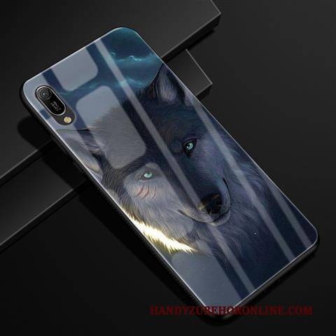 Hülle Huawei Y6 2019 Schutz Glas Handyhüllen, Case Huawei Y6 2019 Karikatur Anti-sturz Rot