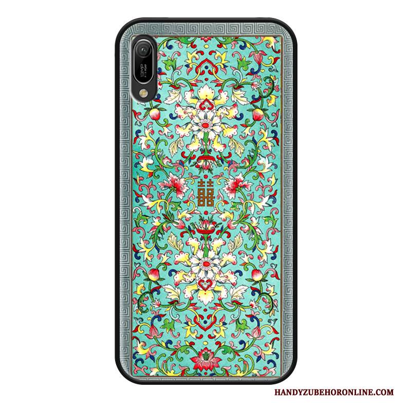 Hülle Huawei Y6 2019 Weiche Chinesische Art Anti-sturz, Case Huawei Y6 2019 Luxus Grün Hängende Verzierungen