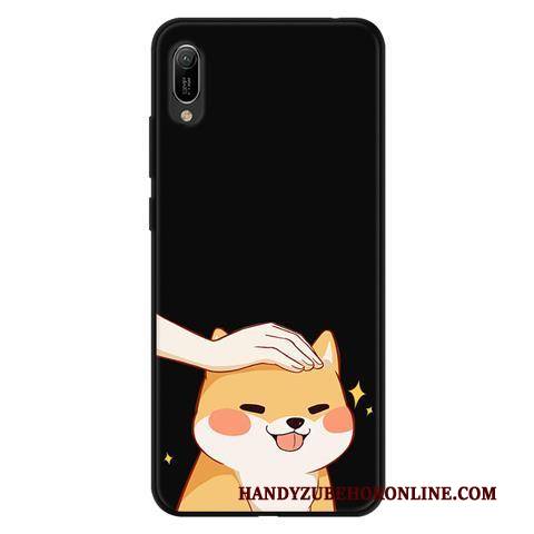 Hülle Huawei Y6 2019 Weiche Durchbrochenes Schwarz, Case Huawei Y6 2019 Karikatur Nubuck Garn