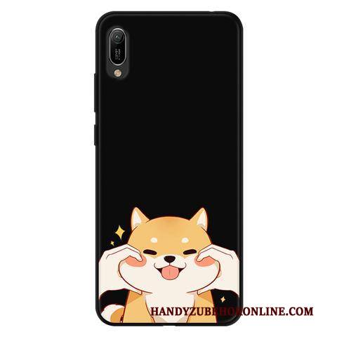 Hülle Huawei Y6 2019 Weiche Durchbrochenes Schwarz, Case Huawei Y6 2019 Karikatur Nubuck Garn