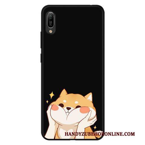 Hülle Huawei Y6 2019 Weiche Durchbrochenes Schwarz, Case Huawei Y6 2019 Karikatur Nubuck Garn