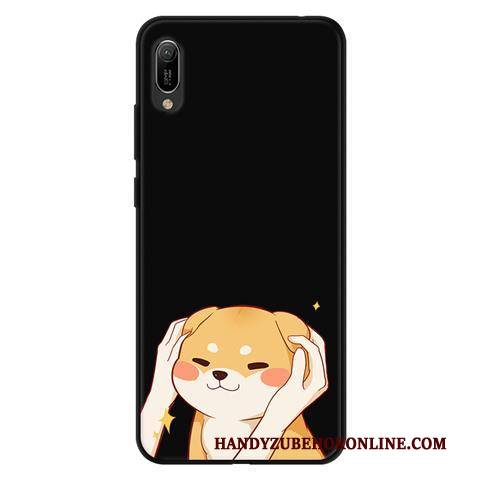 Hülle Huawei Y6 2019 Weiche Durchbrochenes Schwarz, Case Huawei Y6 2019 Karikatur Nubuck Garn