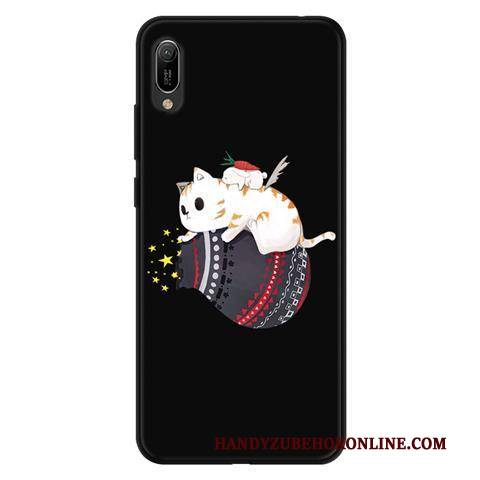 Hülle Huawei Y6 2019 Weiche Durchbrochenes Schwarz, Case Huawei Y6 2019 Karikatur Nubuck Garn