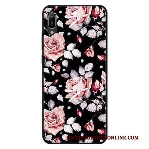 Hülle Huawei Y6 2019 Weiche Durchbrochenes Schwarz, Case Huawei Y6 2019 Karikatur Nubuck Garn