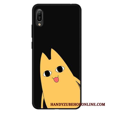 Hülle Huawei Y6 2019 Weiche Durchbrochenes Schwarz, Case Huawei Y6 2019 Karikatur Nubuck Garn