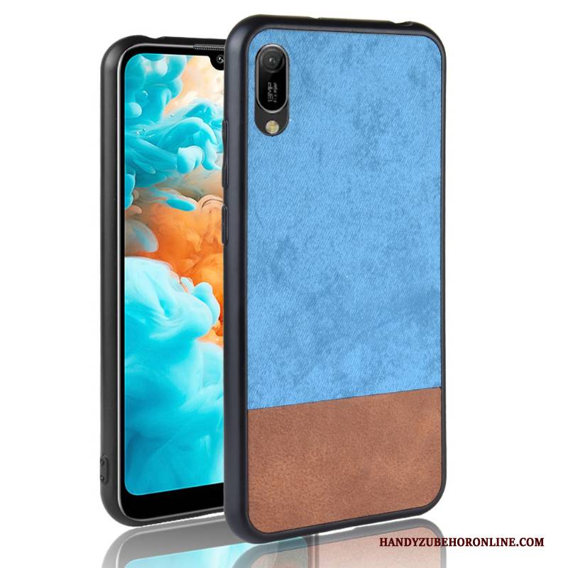 Hülle Huawei Y6 2019 Weiche Muster Denim, Case Huawei Y6 2019 Taschen Anti-sturz Blau