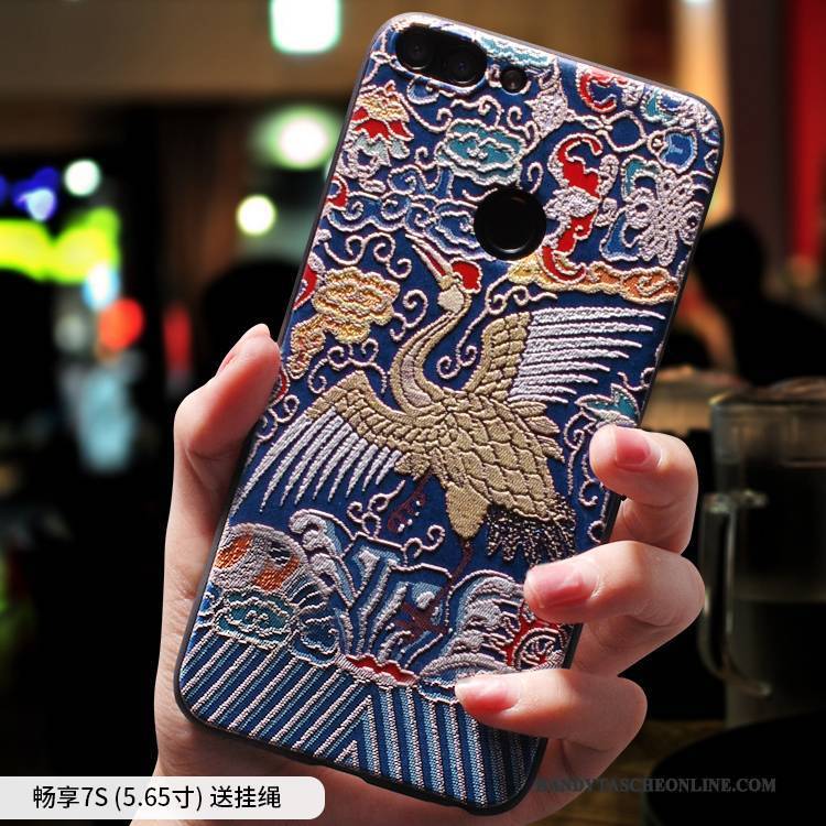 Hülle Huawei Y6 Pro 2017 Silikon Handyhüllen Anti-sturz, Case Huawei Y6 Pro 2017 Taschen Ethnisch Chinesische Art