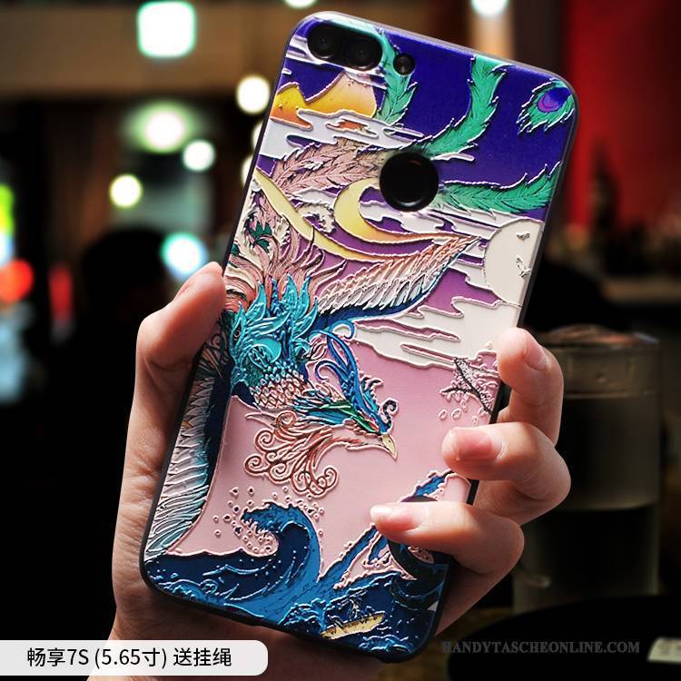 Hülle Huawei Y6 Pro 2017 Silikon Handyhüllen Anti-sturz, Case Huawei Y6 Pro 2017 Taschen Ethnisch Chinesische Art