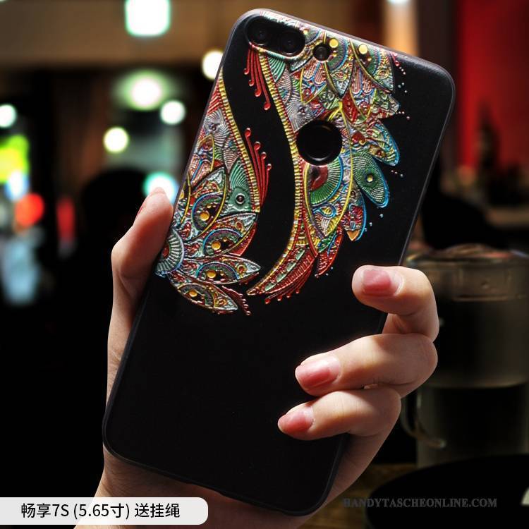 Hülle Huawei Y6 Pro 2017 Silikon Handyhüllen Anti-sturz, Case Huawei Y6 Pro 2017 Taschen Ethnisch Chinesische Art