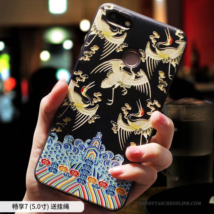 Hülle Huawei Y6 Pro 2017 Silikon Handyhüllen Anti-sturz, Case Huawei Y6 Pro 2017 Taschen Ethnisch Chinesische Art