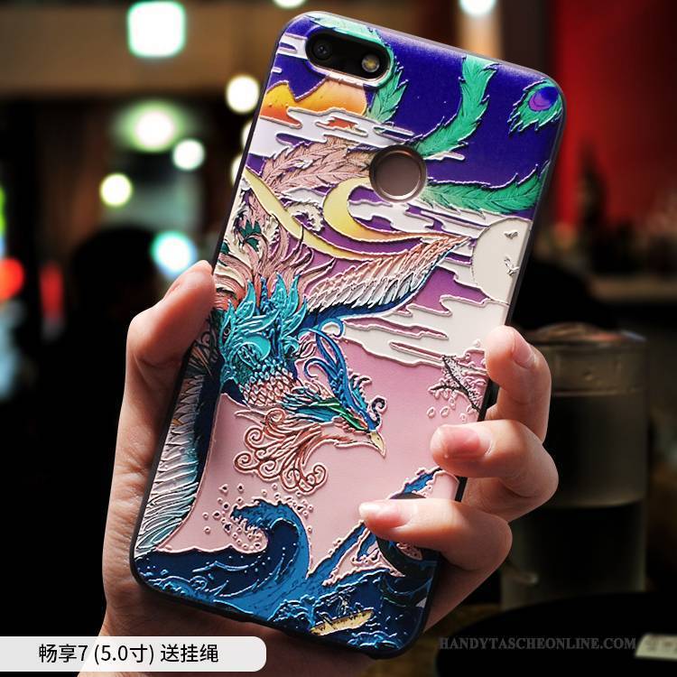 Hülle Huawei Y6 Pro 2017 Silikon Handyhüllen Anti-sturz, Case Huawei Y6 Pro 2017 Taschen Ethnisch Chinesische Art