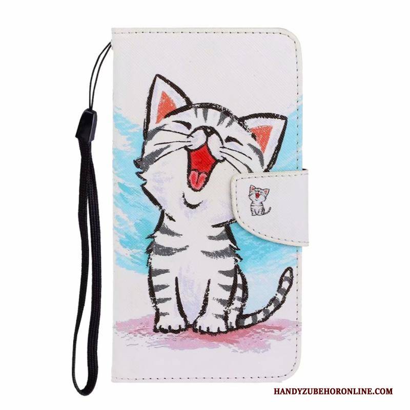 Hülle Huawei Y6s Karikatur Katzen Handyhüllen, Case Huawei Y6s Lederhülle Karte Blau