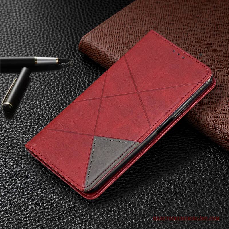 Hülle Huawei Y6s Taschen Rot Handyhüllen, Case Huawei Y6s Lederhülle