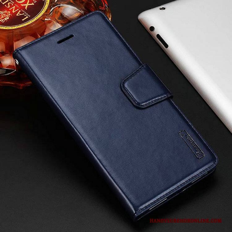 Hülle Huawei Y7 2018 Leder Karte Handyhüllen, Case Huawei Y7 2018 Halterung Blau Mini