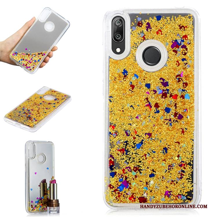 Hülle Huawei Y7 2019 Gold Trend, Case Huawei Y7 2019 Handyhüllen Treibsand