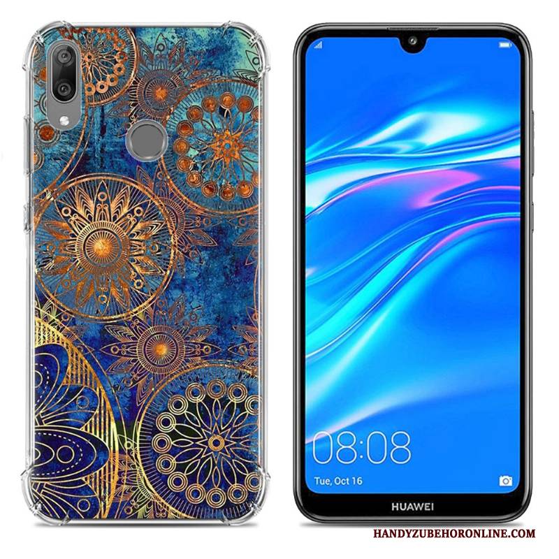 Hülle Huawei Y7 2019 Kreativ Ballon Blau, Case Huawei Y7 2019 Weiche Trend Anti-sturz