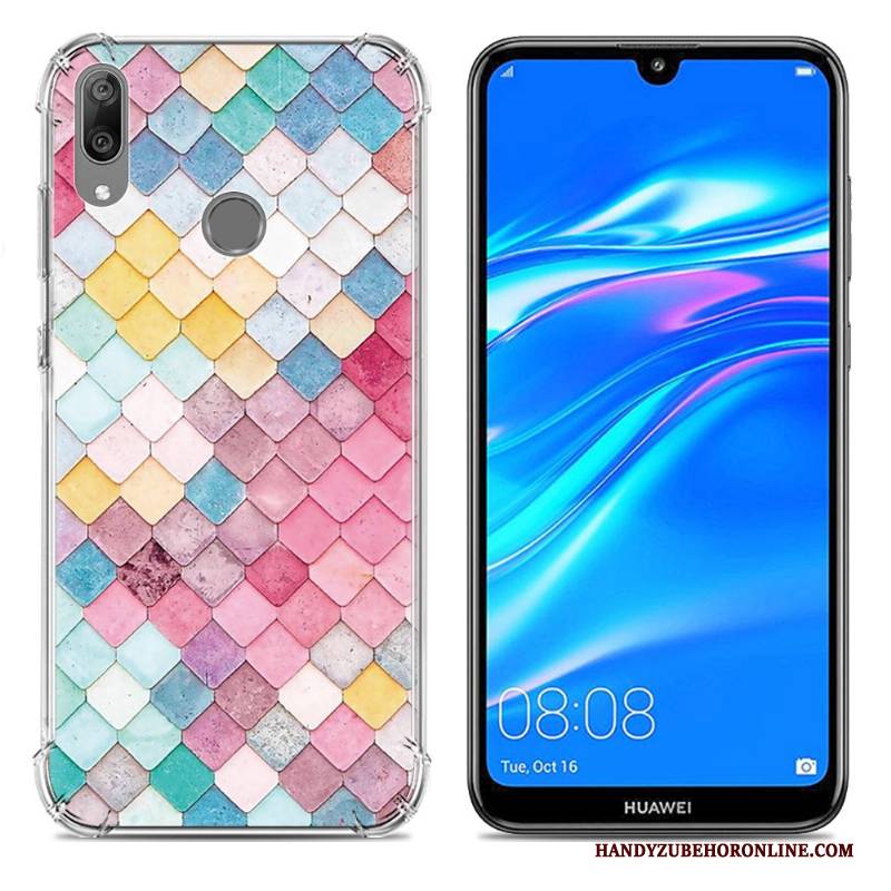 Hülle Huawei Y7 2019 Kreativ Ballon Blau, Case Huawei Y7 2019 Weiche Trend Anti-sturz