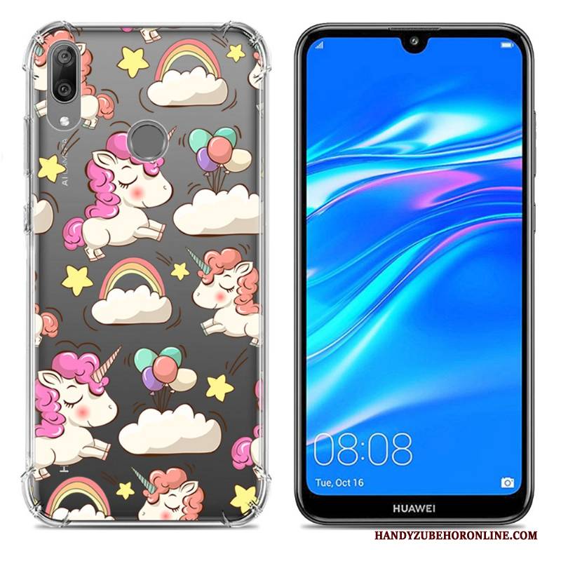 Hülle Huawei Y7 2019 Kreativ Ballon Blau, Case Huawei Y7 2019 Weiche Trend Anti-sturz