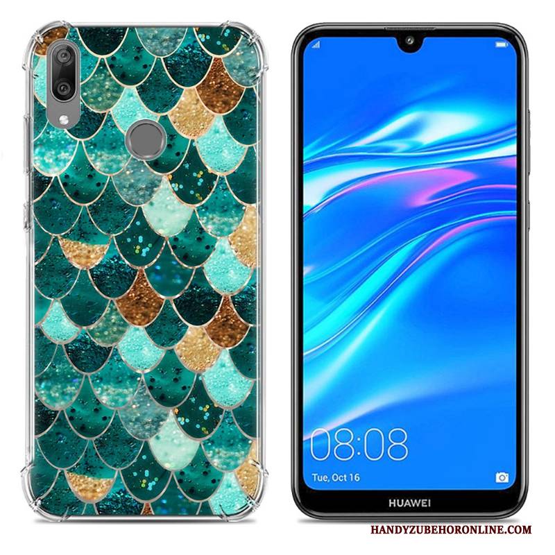 Hülle Huawei Y7 2019 Kreativ Ballon Blau, Case Huawei Y7 2019 Weiche Trend Anti-sturz