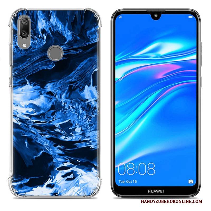 Hülle Huawei Y7 2019 Kreativ Ballon Blau, Case Huawei Y7 2019 Weiche Trend Anti-sturz