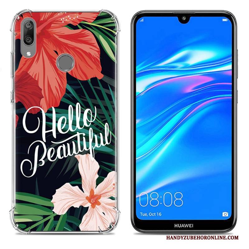 Hülle Huawei Y7 2019 Kreativ Ballon Blau, Case Huawei Y7 2019 Weiche Trend Anti-sturz