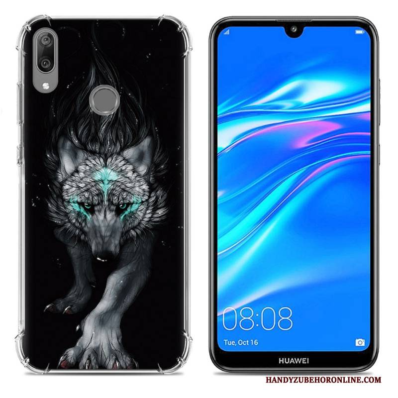 Hülle Huawei Y7 2019 Kreativ Ballon Blau, Case Huawei Y7 2019 Weiche Trend Anti-sturz