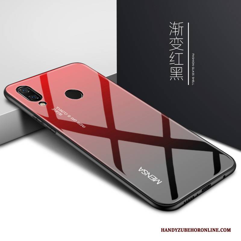 Hülle Huawei Y7 2019 Kreativ Trend Netto Rot, Case Huawei Y7 2019 Taschen High-end Spiegel