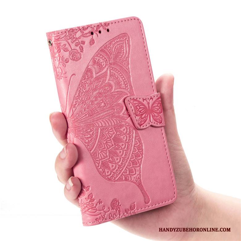 Hülle Huawei Y7 2019 Lederhülle Blumen Anti-sturz, Case Huawei Y7 2019 Silikon Blau Handyhüllen