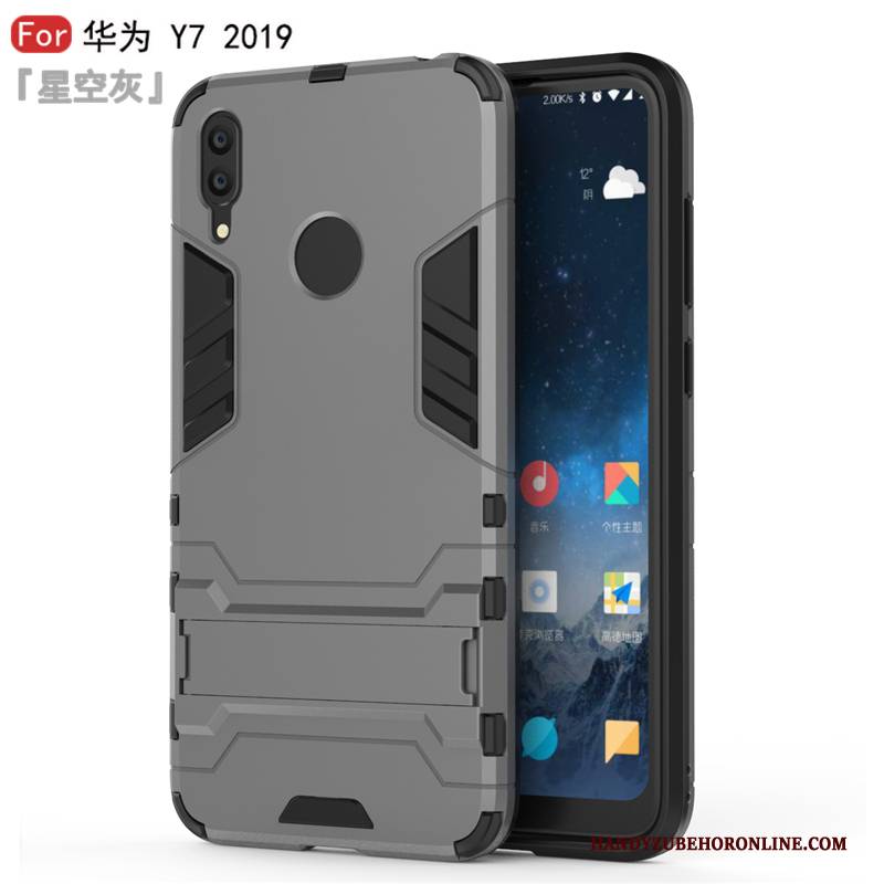 Hülle Huawei Y7 2019 Schutz Einfach Trend, Case Huawei Y7 2019 Silikon Anti-sturz Blau