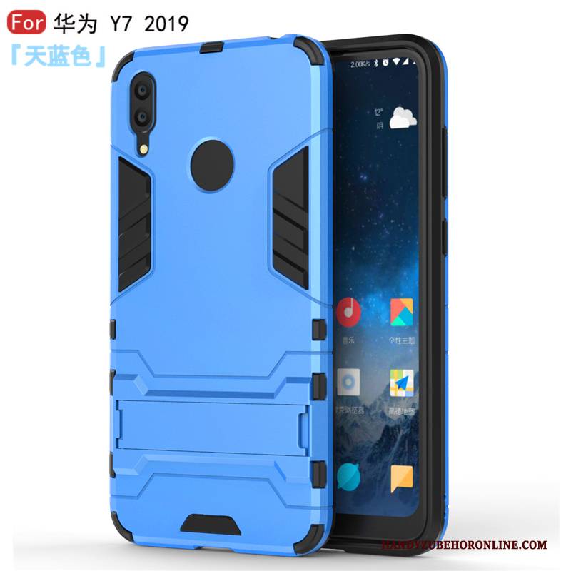 Hülle Huawei Y7 2019 Schutz Einfach Trend, Case Huawei Y7 2019 Silikon Anti-sturz Blau