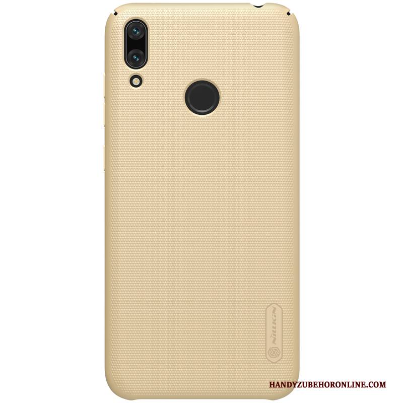 Hülle Huawei Y7 2019 Schutz Nubuck Gold, Case Huawei Y7 2019 Handyhüllen Anti-sturz