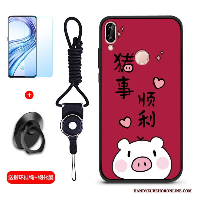 Hülle Huawei Y7 2019 Silikon Handyhüllen Nubuck, Case Huawei Y7 2019 Weiche Blau