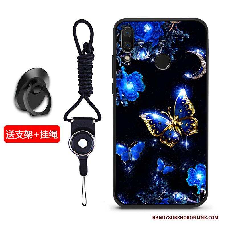 Hülle Huawei Y7 2019 Silikon Handyhüllen Nubuck, Case Huawei Y7 2019 Weiche Blau