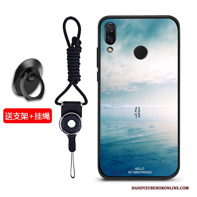 Hülle Huawei Y7 2019 Silikon Handyhüllen Nubuck, Case Huawei Y7 2019 Weiche Blau