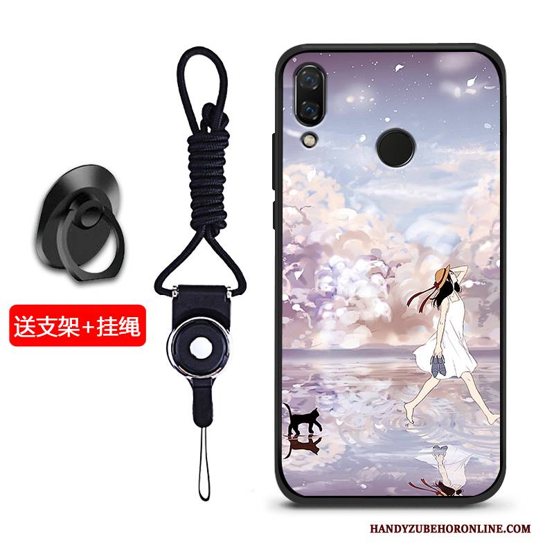 Hülle Huawei Y7 2019 Silikon Handyhüllen Nubuck, Case Huawei Y7 2019 Weiche Blau